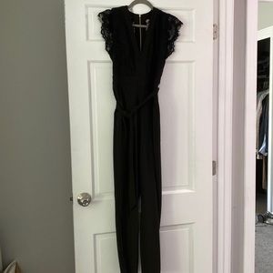 Bebe black lace top pant suit